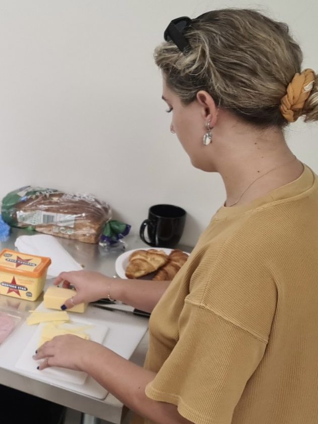 Making sandwiches in a hospitality taster session