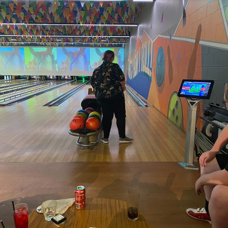 A group bowling together